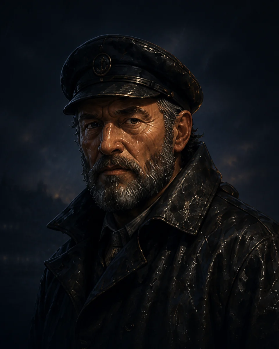 Keeper Alric, the weathered lighthouse keeper