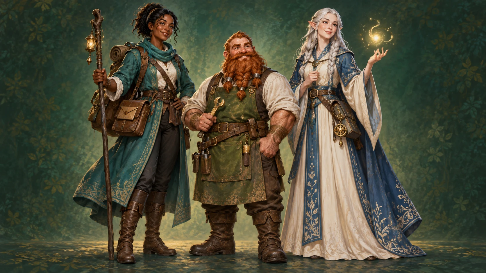 An explorer, a craftsperson and an elven mage